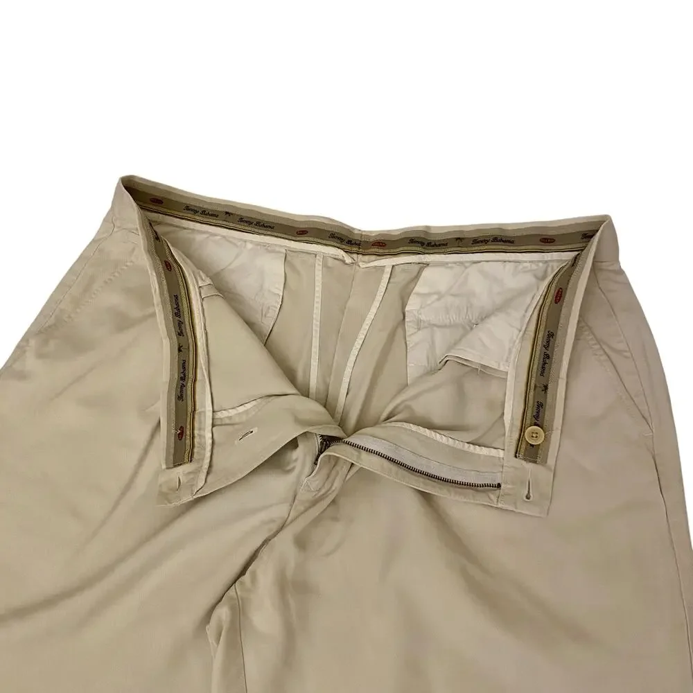 Men's Tommy Bahama Size 42x27 100% Silk Pants Tan Beige Relaxed Leg Coastal
